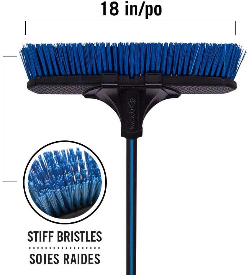 Broom, 24" Blue Garant Rough Service Push Broom Complete