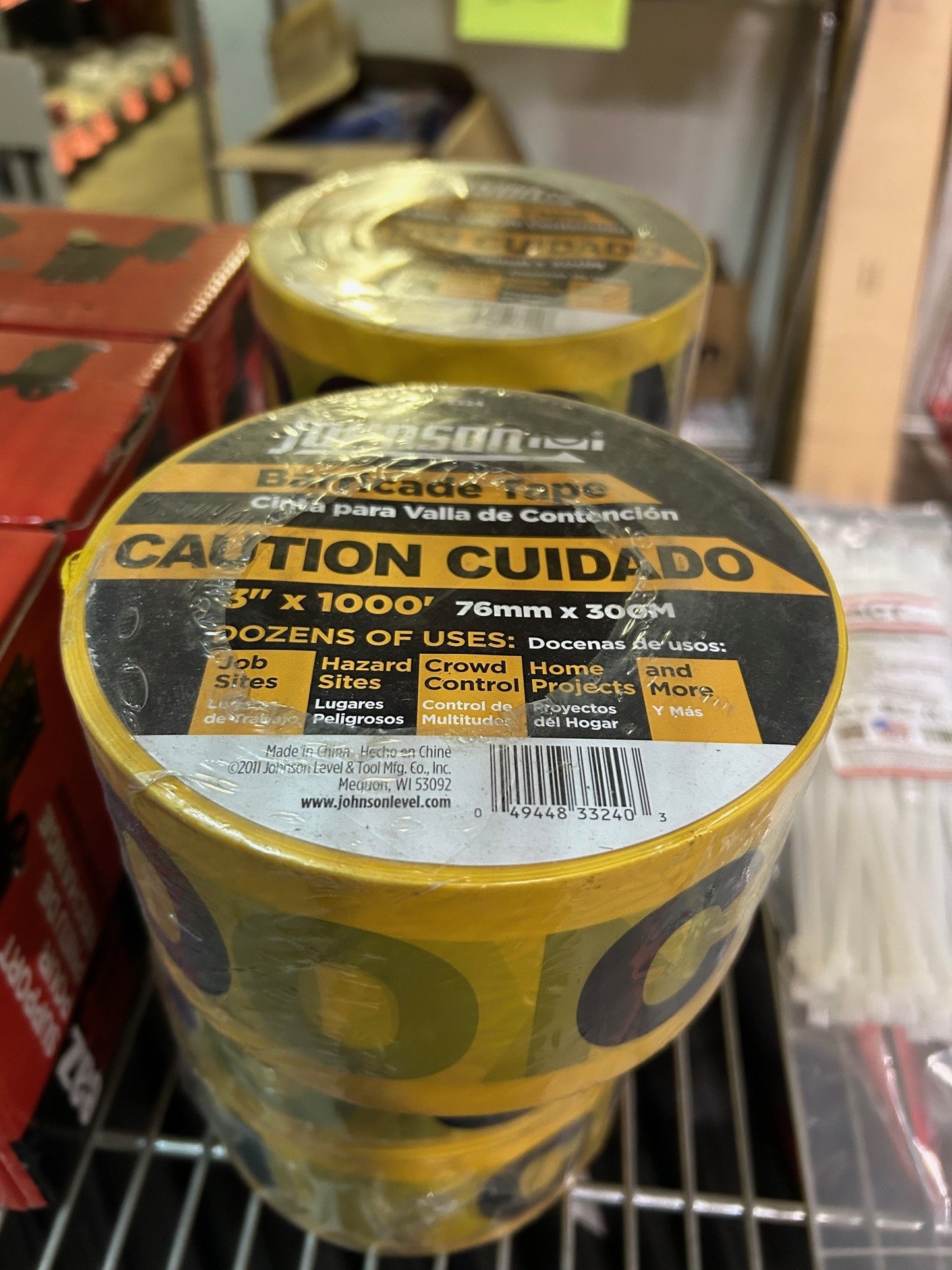 Caution Tape, Johnson Level 3324 Standard Yellow Caution Cuidado Tape