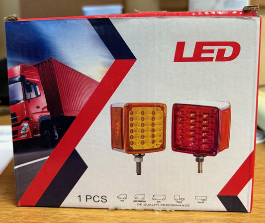 Light, 39 LED Square Dual Face Stud Mount Pedestal Fender Turn Signal Light Red/Amber