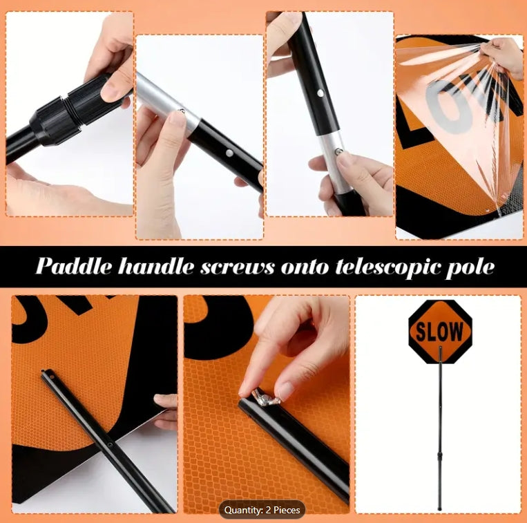 Slow-Stop Paddle Signs w/pole (set of 2)