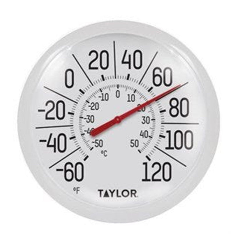 Taylor Precision Indoor/Outdoor Decorative White Thermometer, 8.5